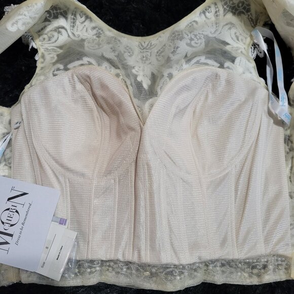 NWT~$1095~MON CHERI~SZ 6~IVORY TWO PIECE EMBELLISHED CROP TOP WEDDING DRESS - Picture 13 of 16